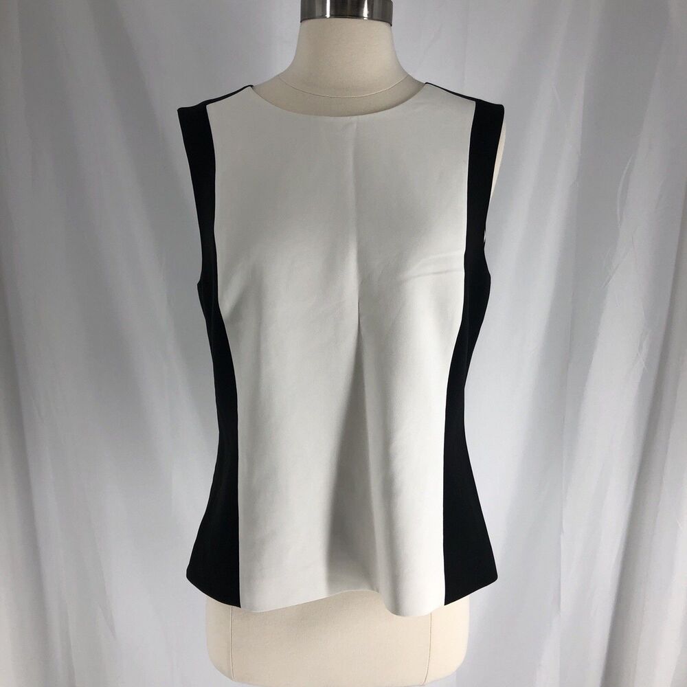 Ann Taylor Women’s Size 6 Sleeveless Colorblock Blouse Black & Ivory
